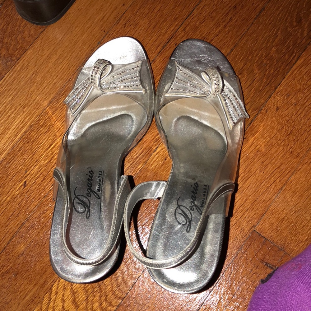 Dezario translucent and silver heeled shoes